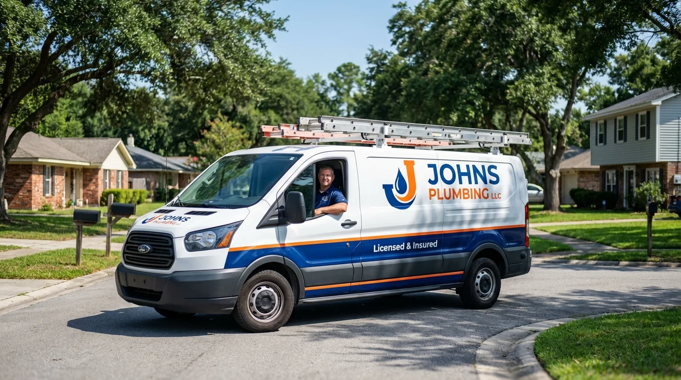 Johns Plumbing LLC service van in Detroit, MI