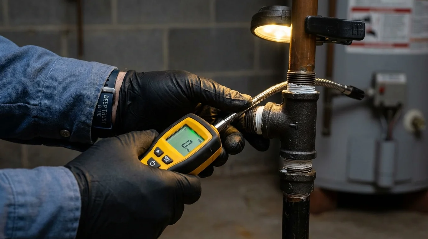Gas leak detection with electronic sniffer by Johns Plumbing LLC in Detroit